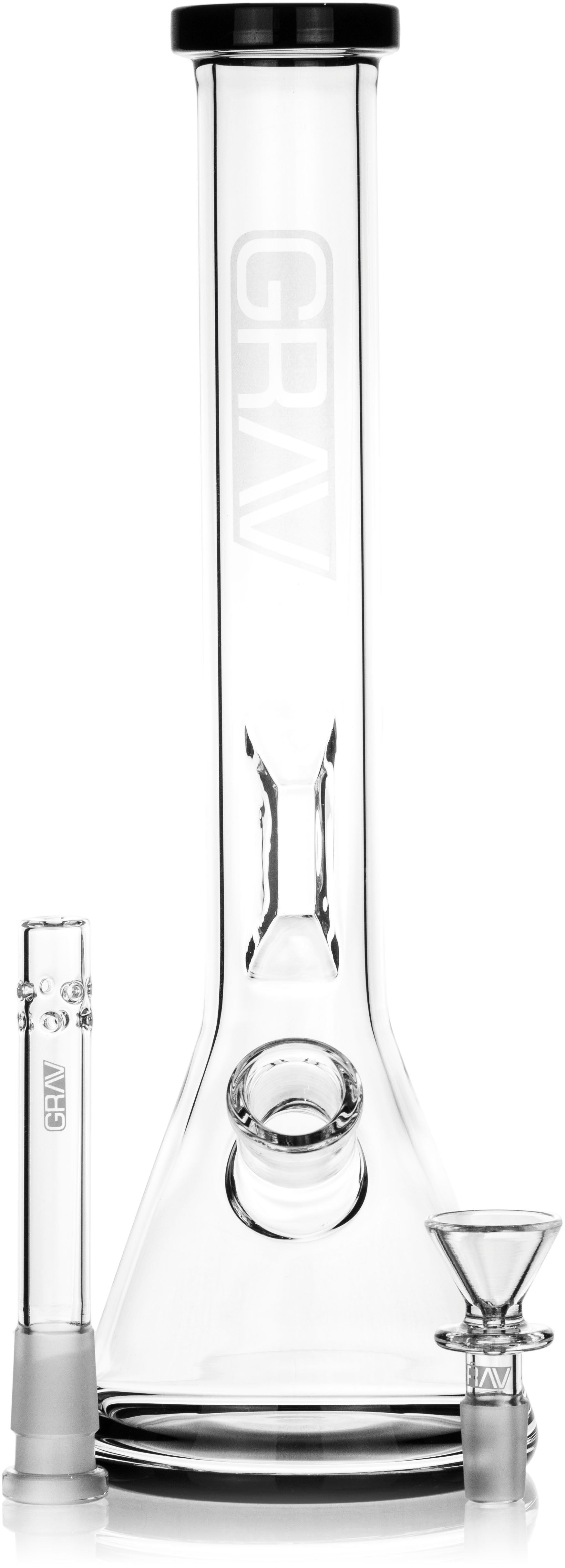 12" Medium Beaker w/ 14mm Funnel Bowl & Fission Downstem, by Grav Labs