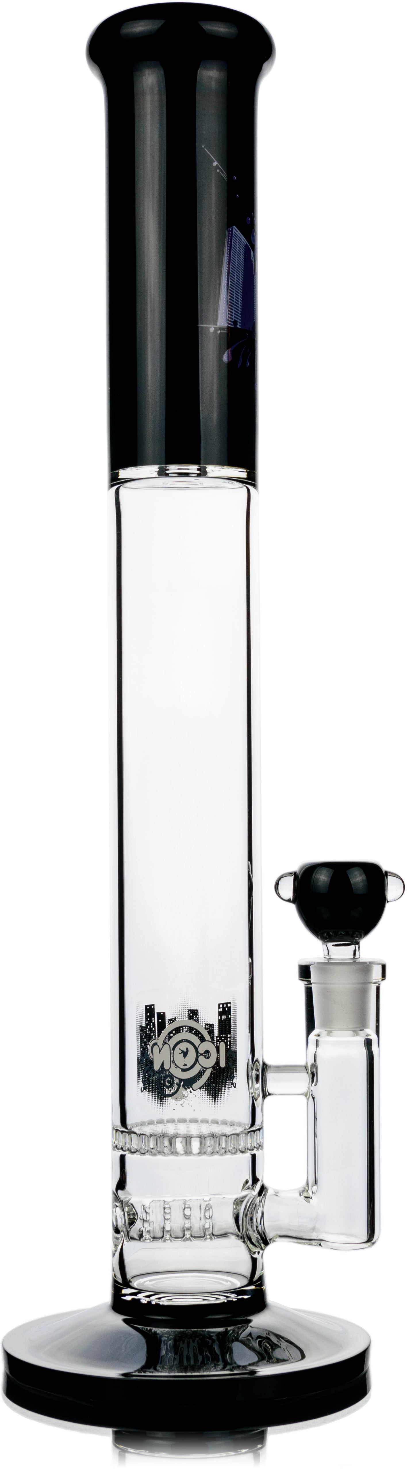 18" Straight Tube Bong w/ Inline Honeycomb Perc, by ICON Glass - Bat Kountry