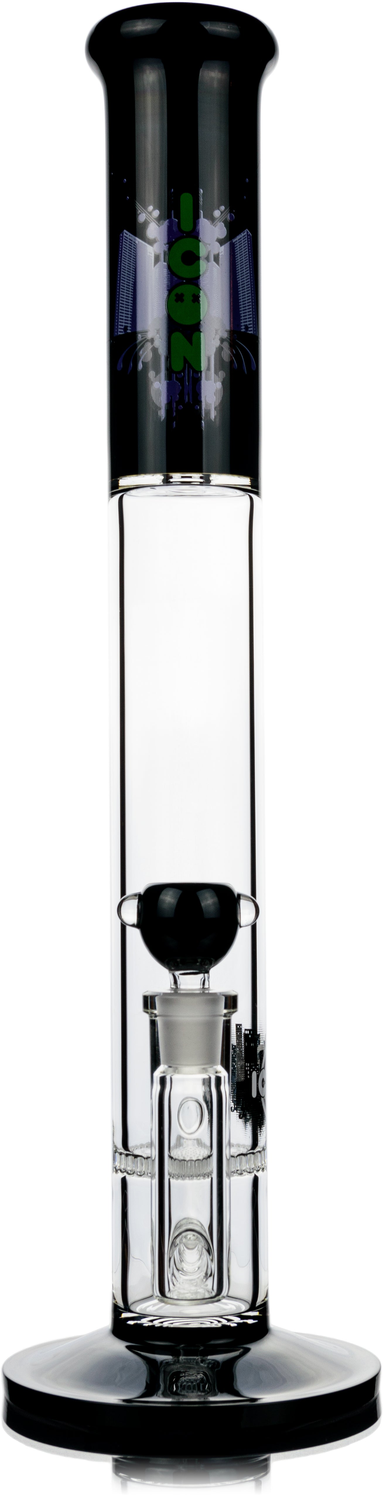 18" Straight Tube Bong w/ Inline Honeycomb Perc, by ICON Glass - Bat Kountry