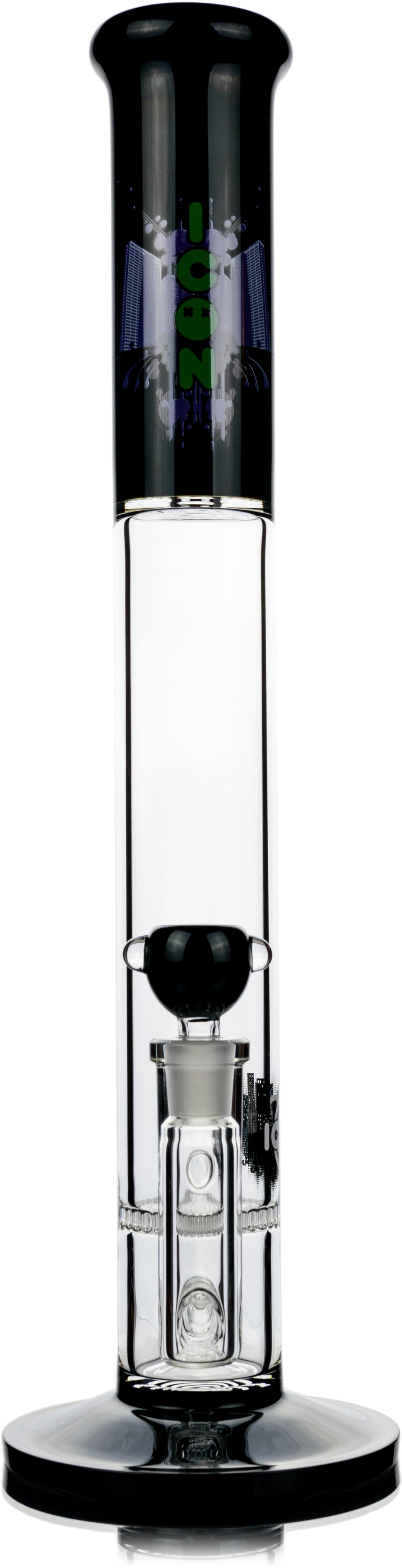 18" Straight Tube Bong w/ Inline Honeycomb Perc, by ICON Glass - Bat Kountry
