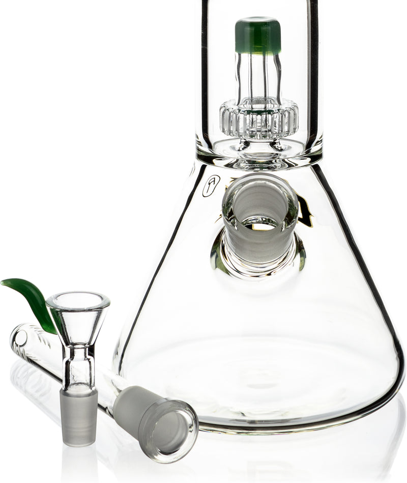 14" Beaker Bong w/ Double Showerhead Perc, by Crystal Glass - Bat Kountry
