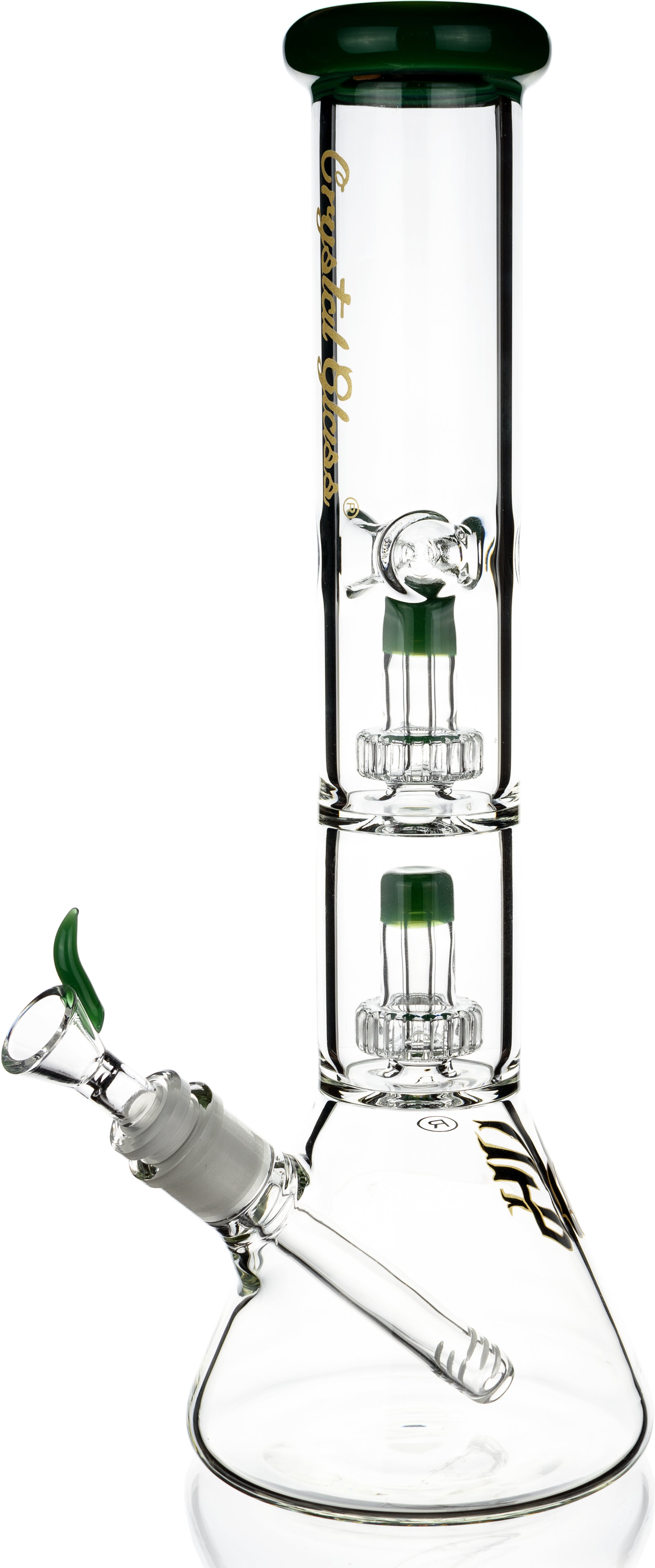 14" Beaker Bong w/ Double Showerhead Perc, by Crystal Glass - Bat Kountry