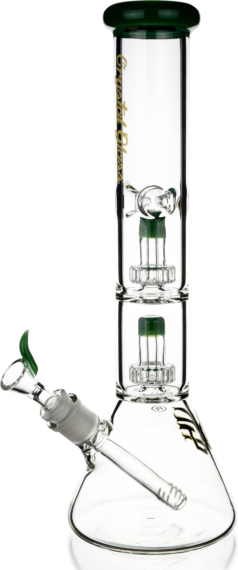 14" Beaker Bong w/ Double Showerhead Perc, by Crystal Glass - Bat Kountry