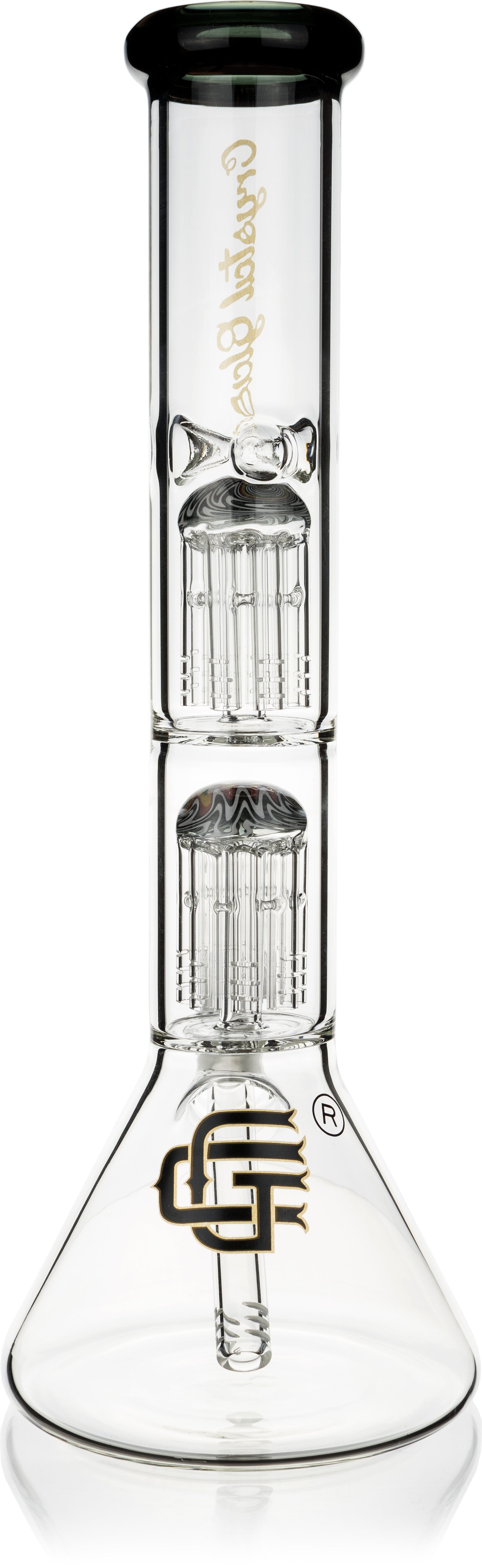 15" Beaker Bong w/ Double Reversal Tree Perc, by Crystal Glass - Bat Kountry