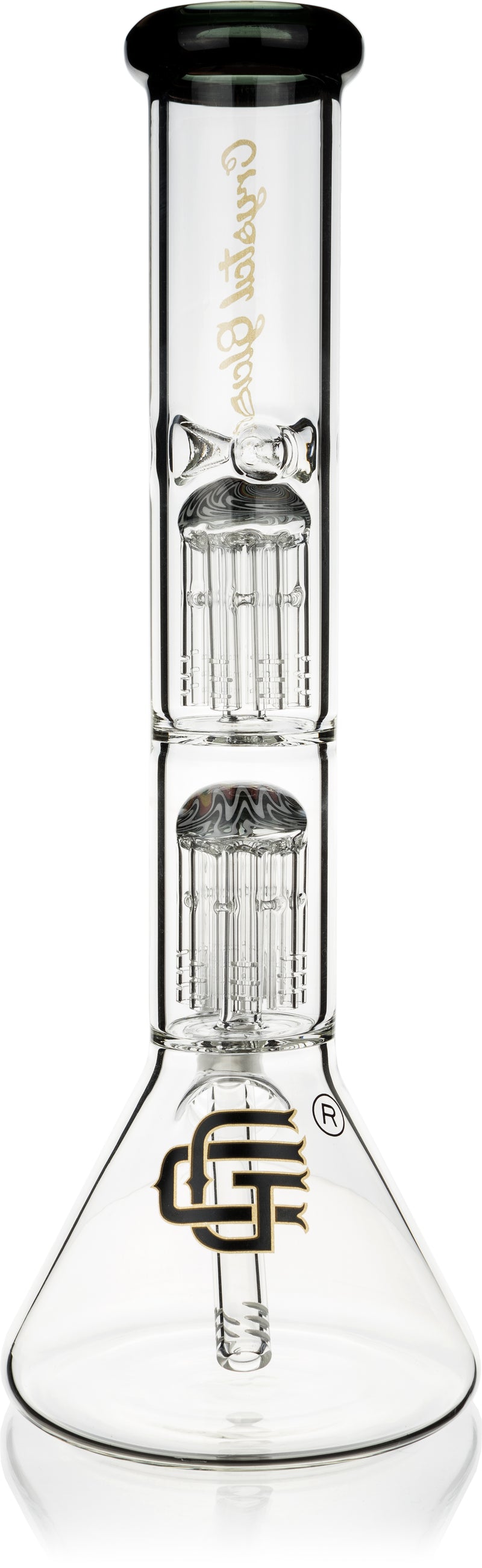 15" Beaker Bong w/ Double Reversal Tree Perc, by Crystal Glass - Bat Kountry