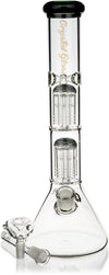 15" Beaker Bong w/ Double Reversal Tree Perc, by Crystal Glass - Bat Kountry