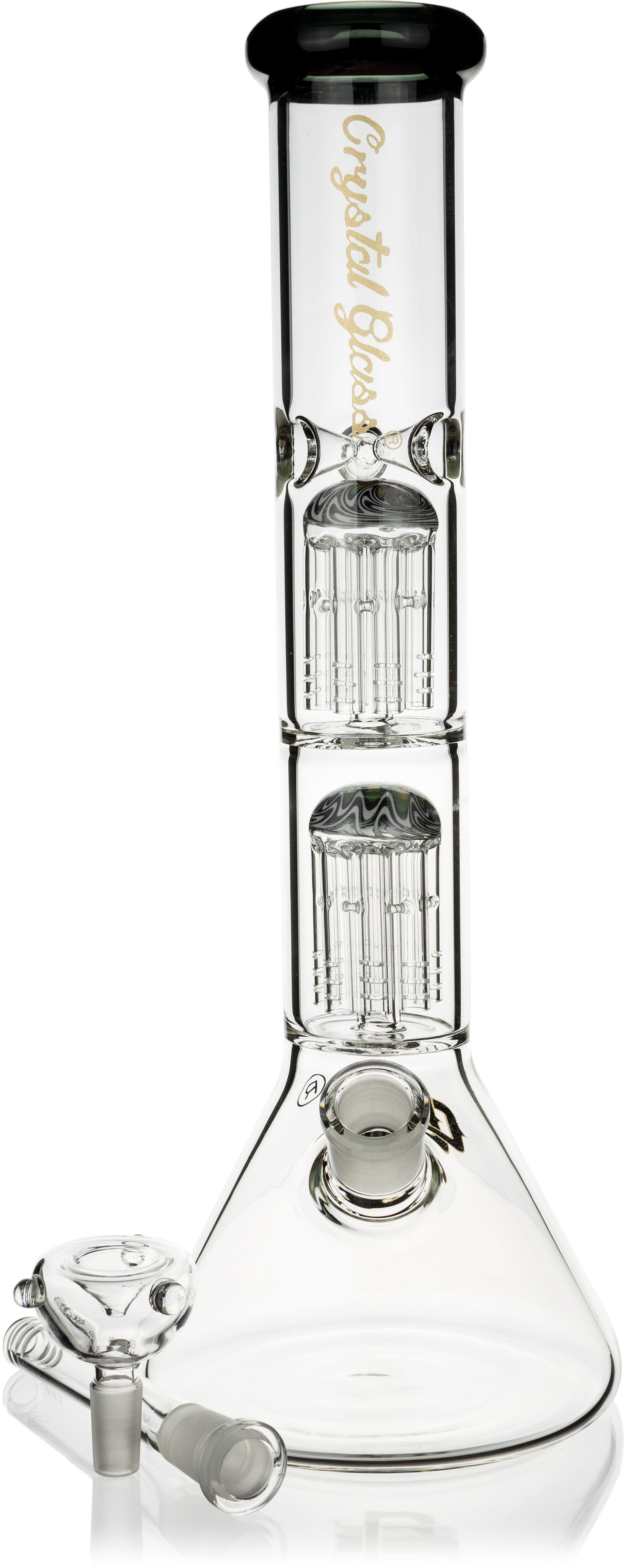 15" Beaker Bong w/ Double Reversal Tree Perc, by Crystal Glass - Bat Kountry