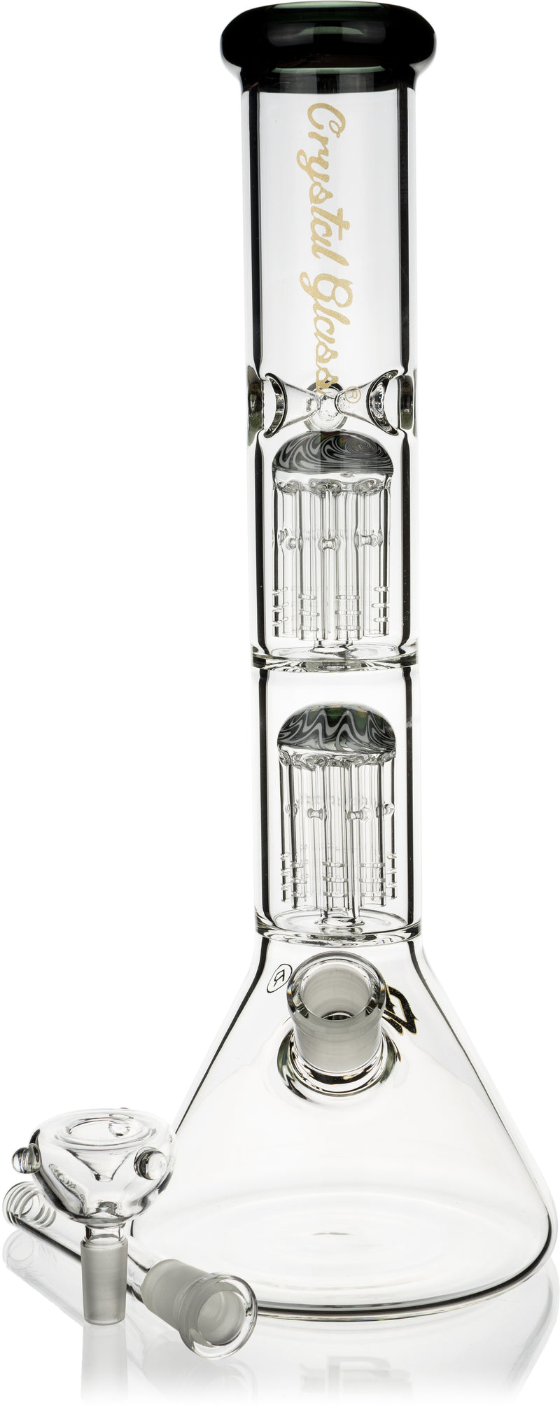 15" Beaker Bong w/ Double Reversal Tree Perc, by Crystal Glass - Bat Kountry