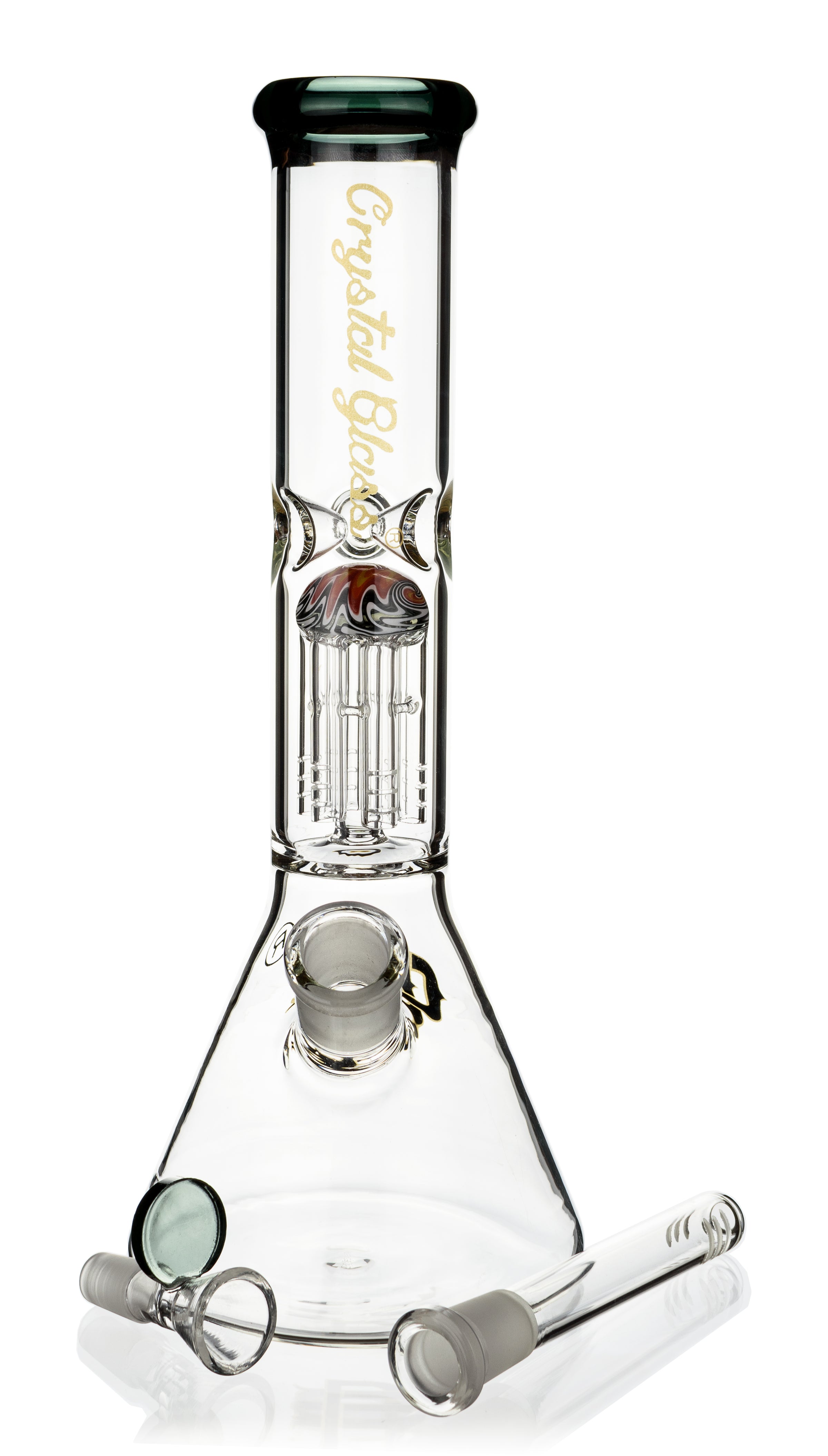12" Beaker Bong w/ single tree reversal perc, by Crystal Glass - Bat Kountry