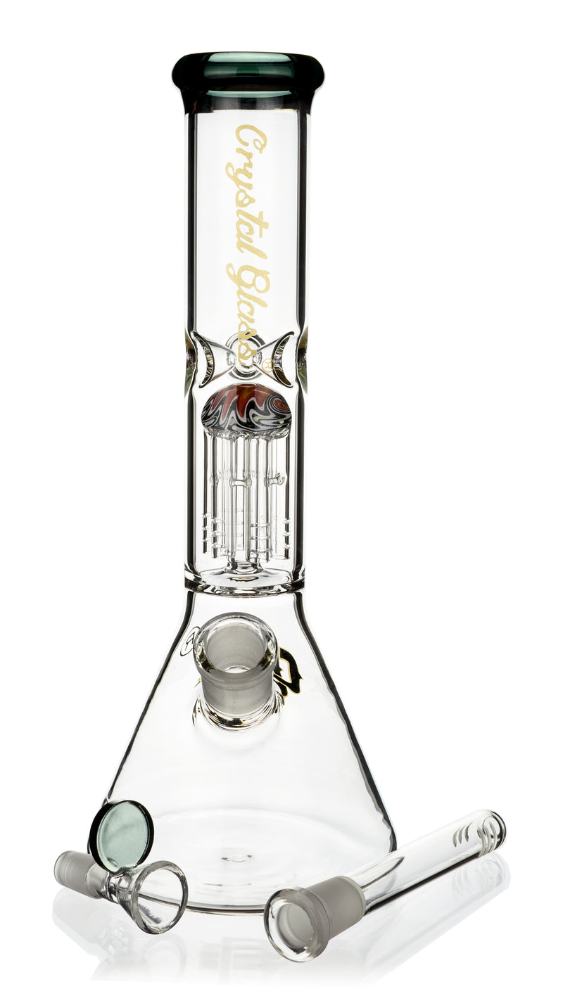 12" Beaker Bong w/ single tree reversal perc, by Crystal Glass - Bat Kountry