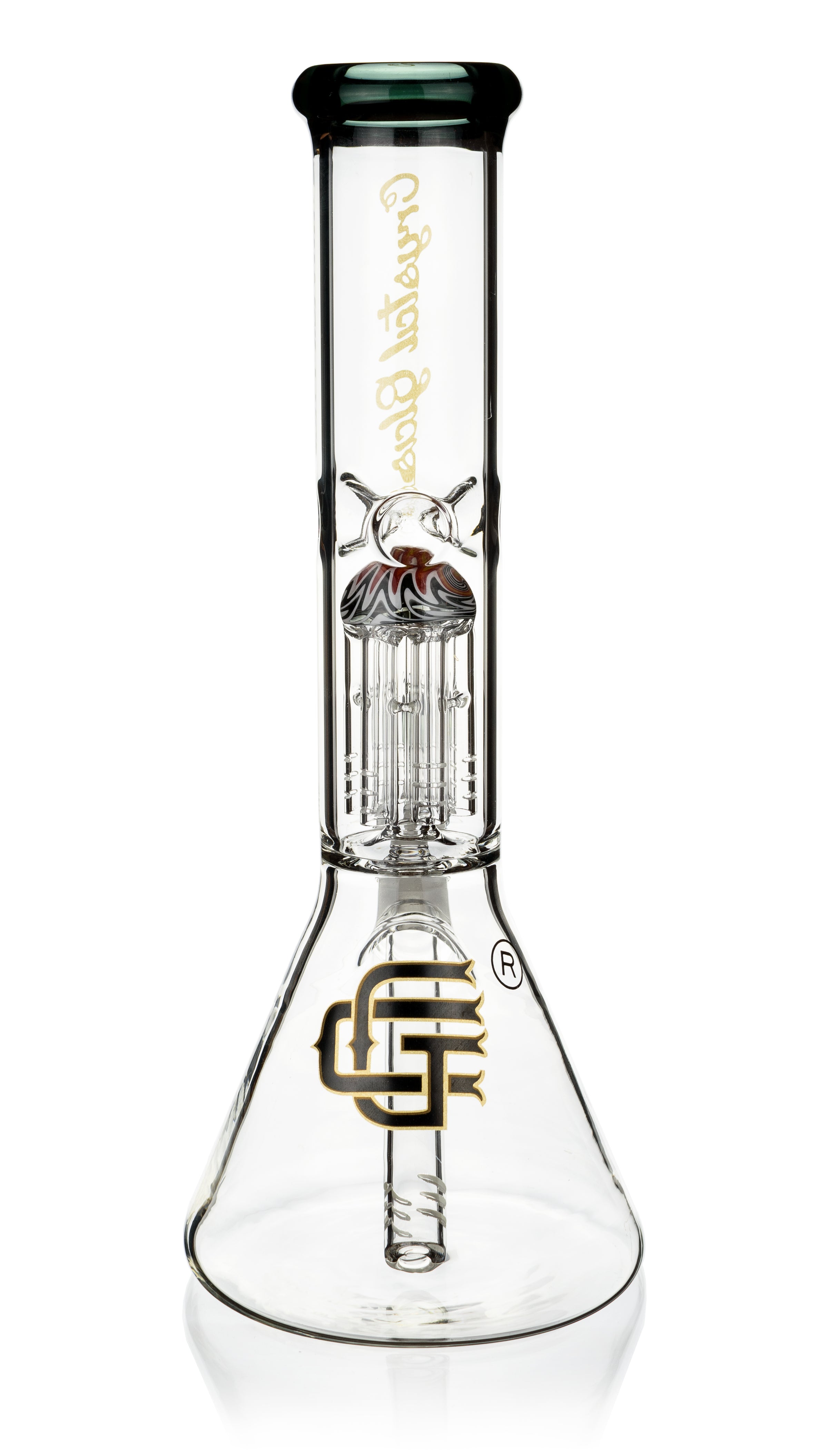 12" Beaker Bong w/ single tree reversal perc, by Crystal Glass - Bat Kountry