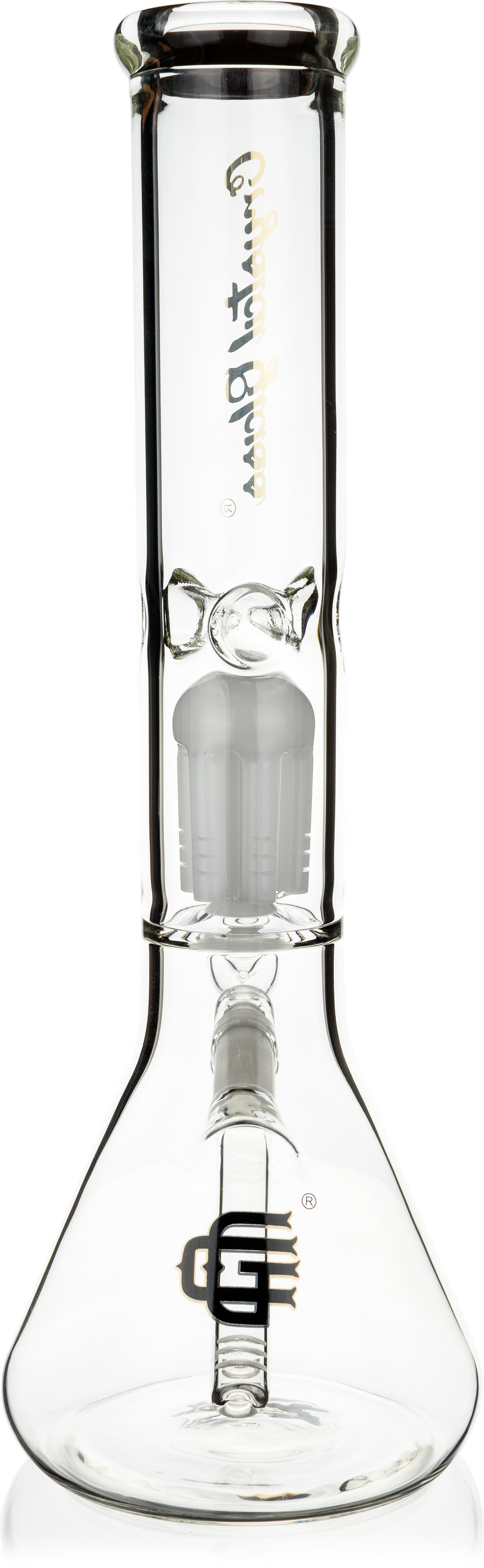 14" Beaker Bong w/ Single Tree Perc, by Crystal Glass - Bat Kountry