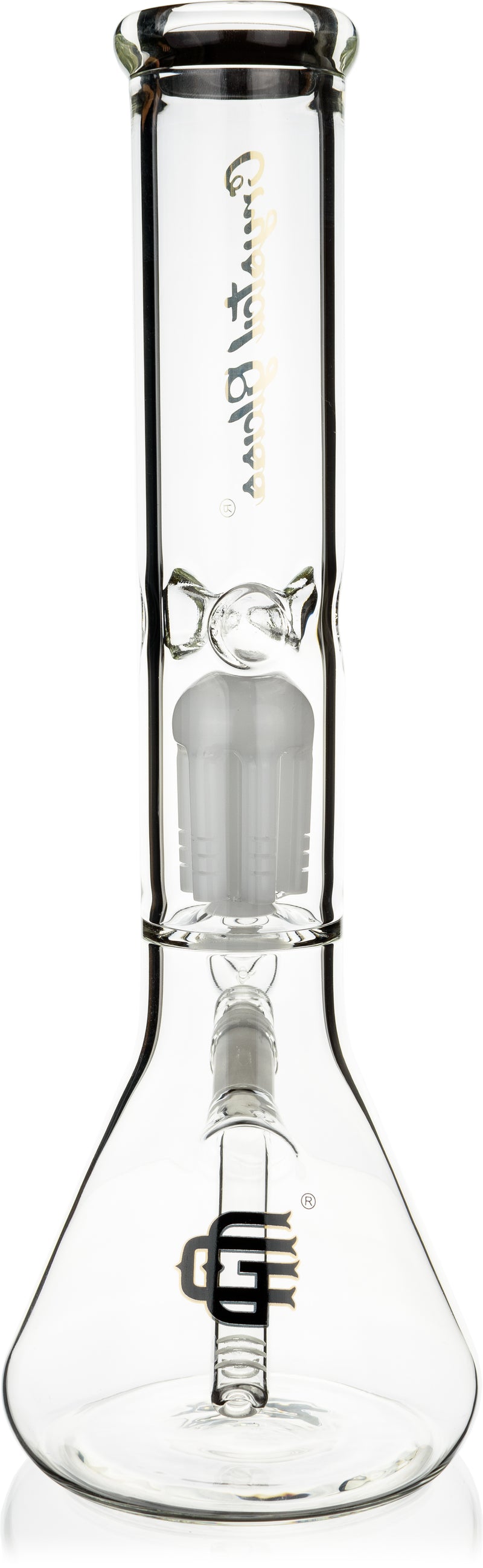 14" Beaker Bong w/ Single Tree Perc, by Crystal Glass - Bat Kountry