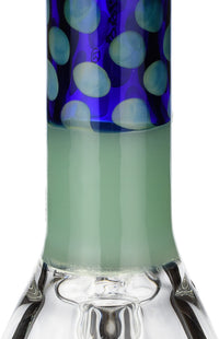 7" Beaker Bong w/ Patterned Color Glass Neck, by Crystal Glass (free banger included) - Bat Kountry