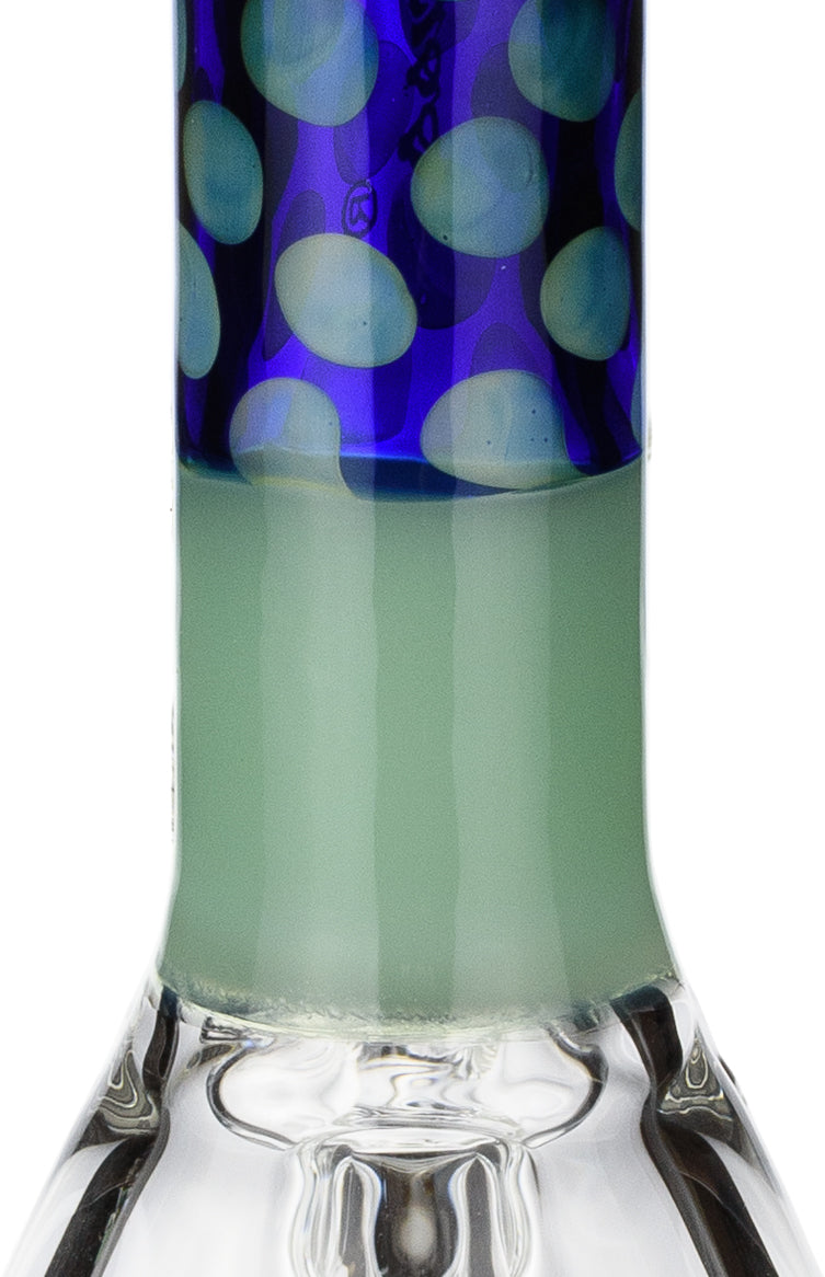 7" Beaker Bong w/ Patterned Color Glass Neck, by Crystal Glass (free banger included) - Bat Kountry