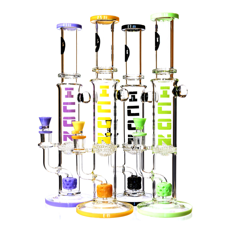 16" Highlife Straight Tube Bong w/ Sponge Perc, by ICON Glass - Bat Kountry