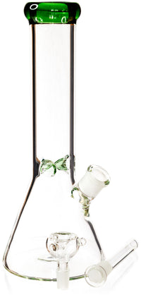 12" Classic Beaker Bong w/ Colored Lip w/ Ice Pinch, by Diamond Glass - Bat Kountry