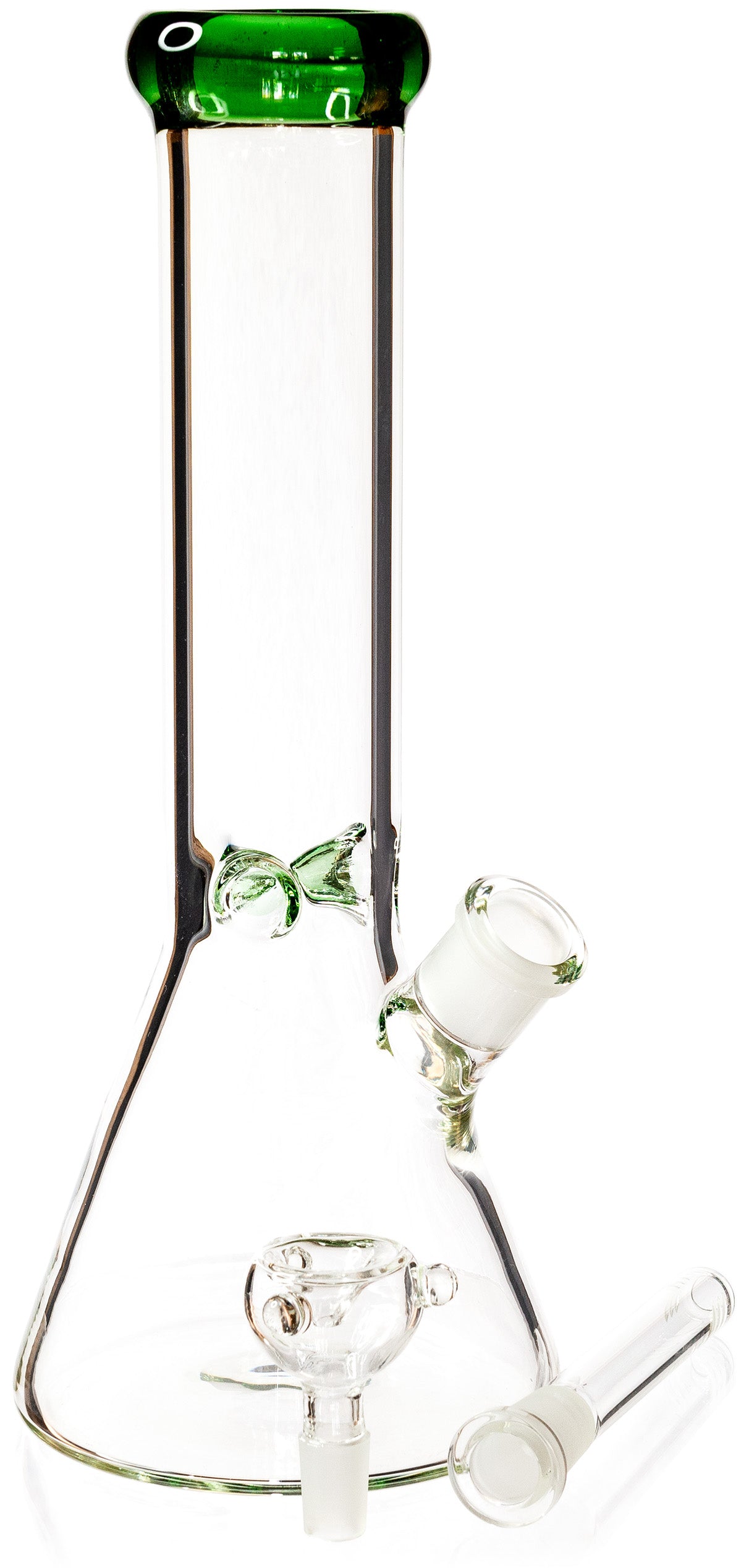 12" Classic Beaker Bong w/ Colored Lip w/ Ice Pinch, by Diamond Glass - Bat Kountry