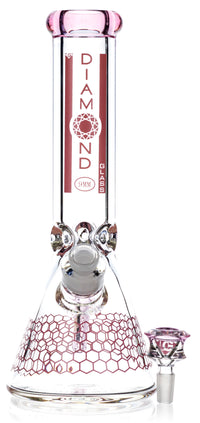12" Heavy Super Thick 9mm Beaker Bong w/ Ice Pinch, by Diamond Glass - Bat Kountry