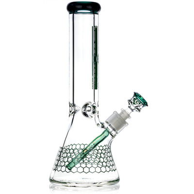 12 inch heavy 9mm thick glass beaker water pipe with ice pinch by Diamond Glass.