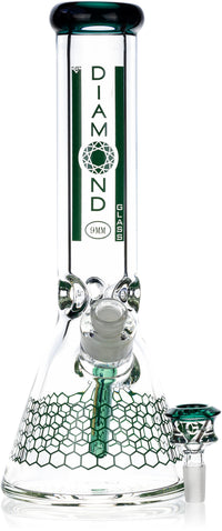 12" Heavy Super Thick 9mm Beaker Bong w/ Ice Pinch, by Diamond Glass - Bat Kountry