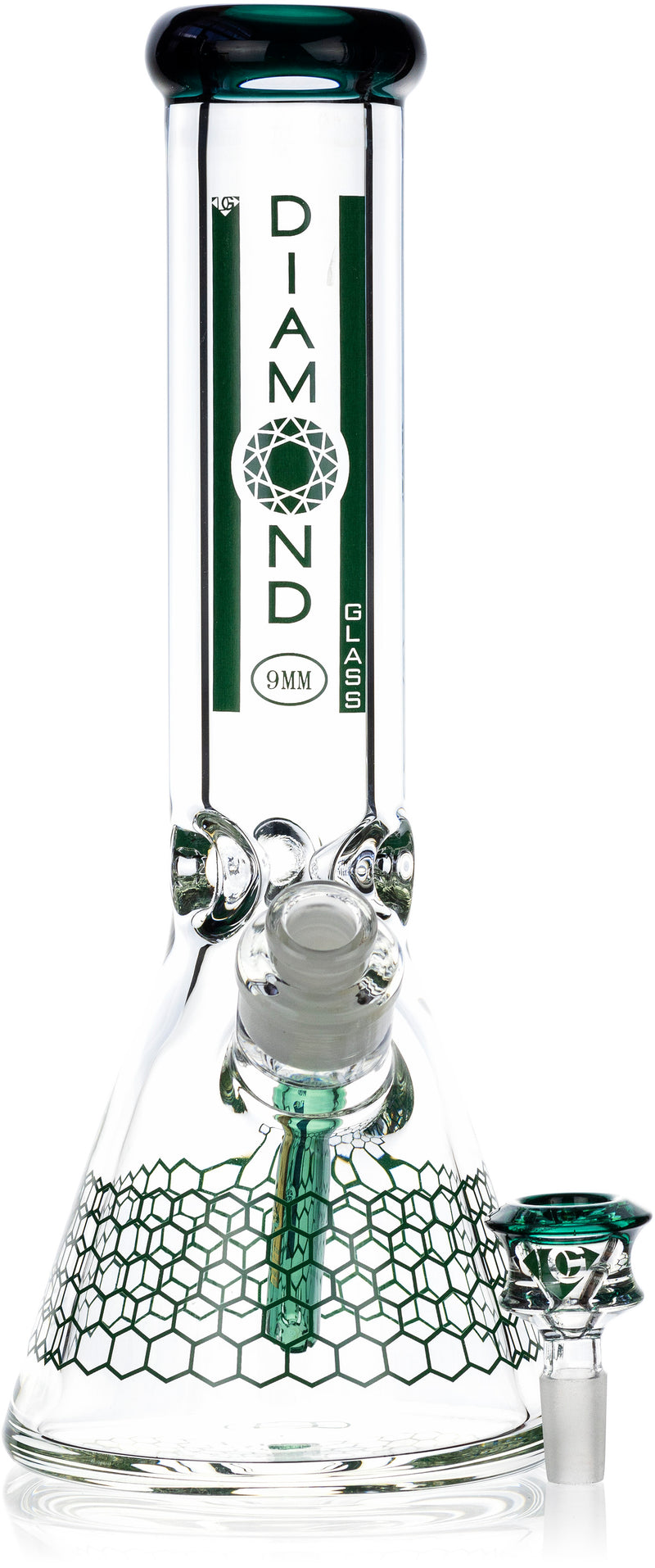 12" Heavy Super Thick 9mm Beaker Bong w/ Ice Pinch, by Diamond Glass - Bat Kountry