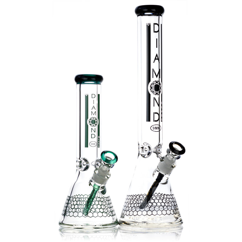 12" Heavy Super Thick 9mm Beaker Bong w/ Ice Pinch, by Diamond Glass - Bat Kountry