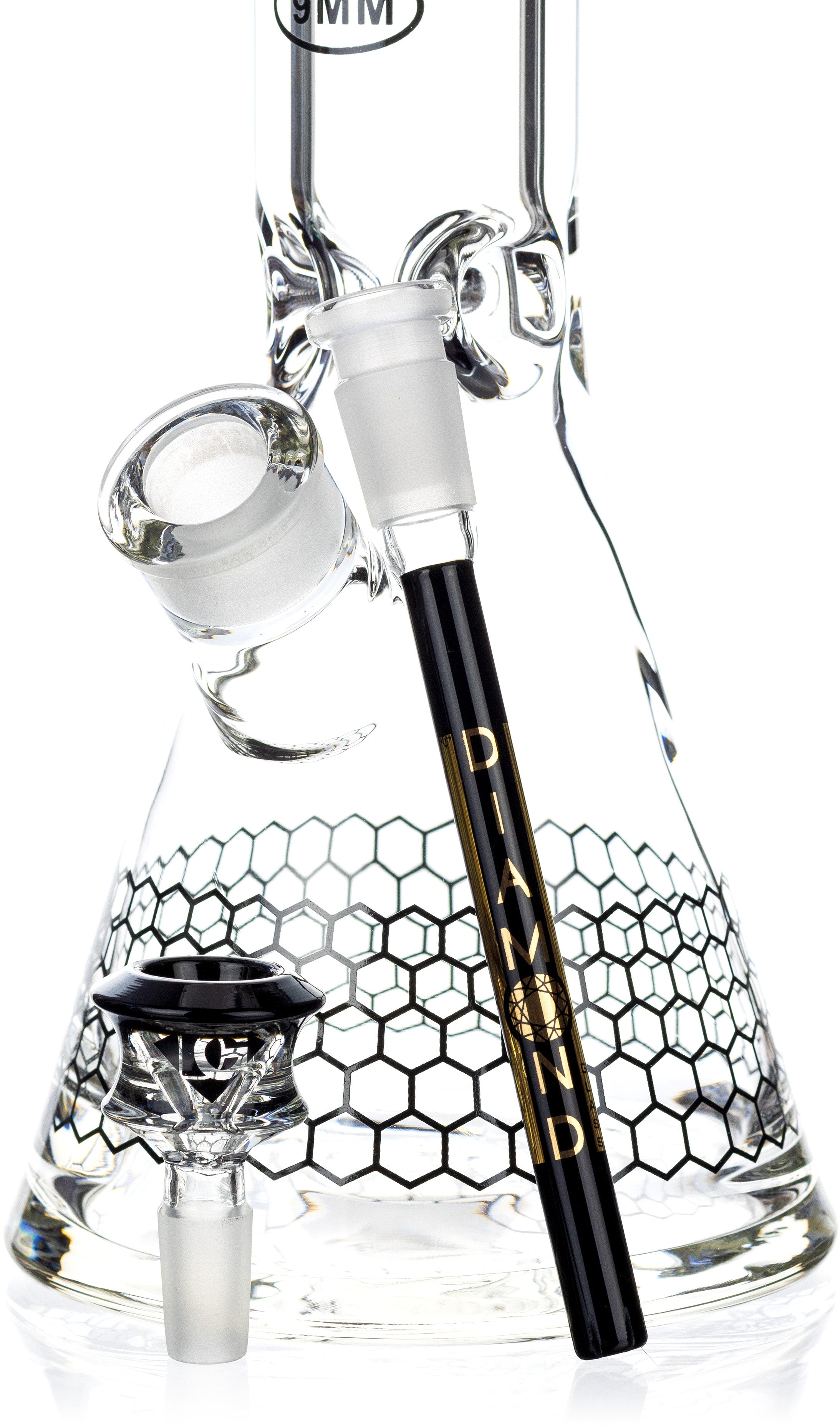 18" Heavy Super Thick 9mm Beaker Bong w/ Ice Pinch, by Diamond Glass - Bat Kountry