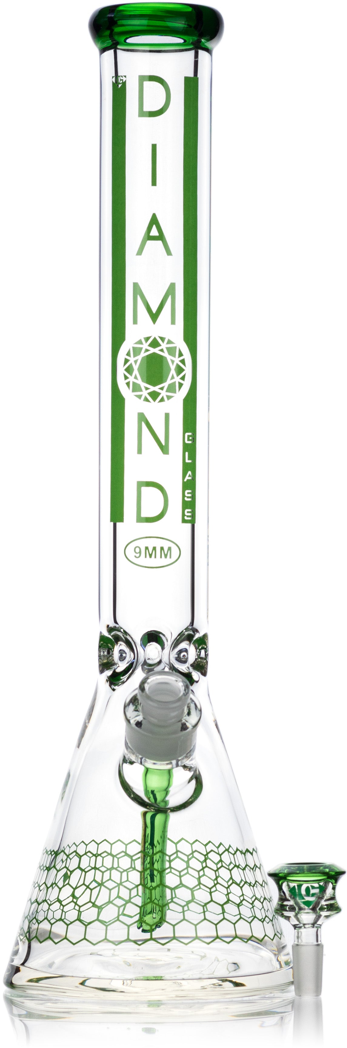 18" Heavy Super Thick 9mm Beaker Bong w/ Ice Pinch, by Diamond Glass - Bat Kountry